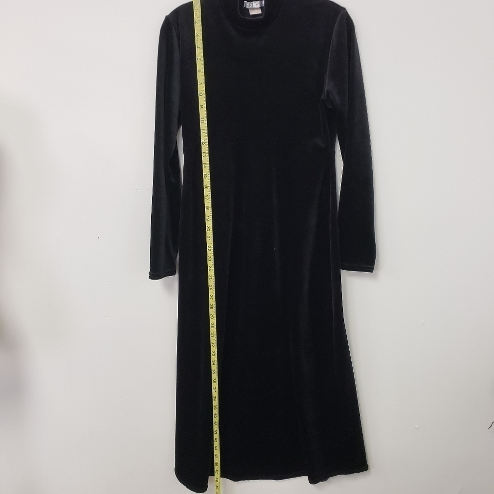 VINTAGE Y2K Black Velveteen Midi Dress Made in USA by Tiff Tiff Dress S EUC - Picture 11 of 14